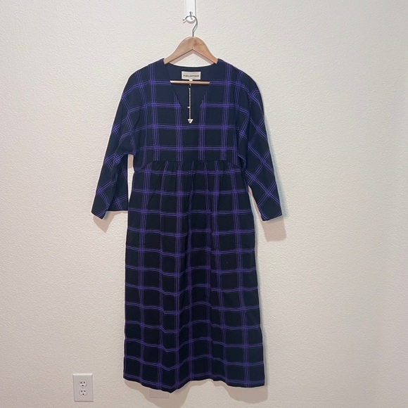 Mara Hoffman Midnight blue and purple plaid dress size XS - Picture 2 of 12